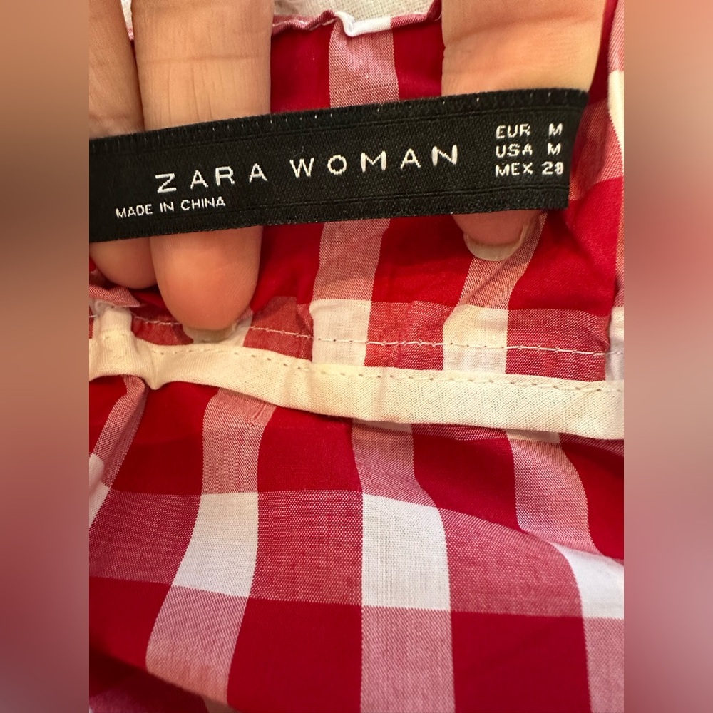 ZARA Red Gingham Ruffle Midi Skirt - Picture 11 of 13
